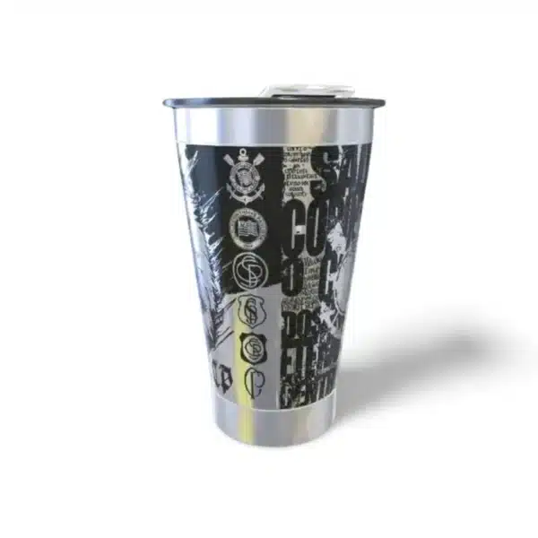 Copo térmico personalizado Copo Térmico Corinthians 1 com gravação a laser em 360 graus