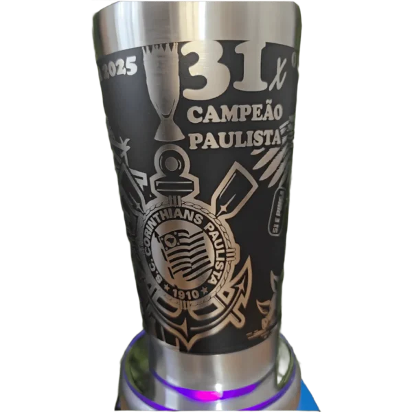 Copo térmico personalizado Copo Termico Corinthians campeao paulista2 com gravação a laser em 360 graus