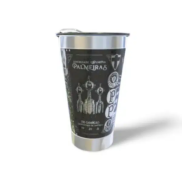 Copo térmico personalizado Copo Térmico Palmeiras 1 com gravação a laser em 360 graus