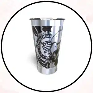 Copo térmico personalizado colecao futebol com gravação a laser em 360 graus