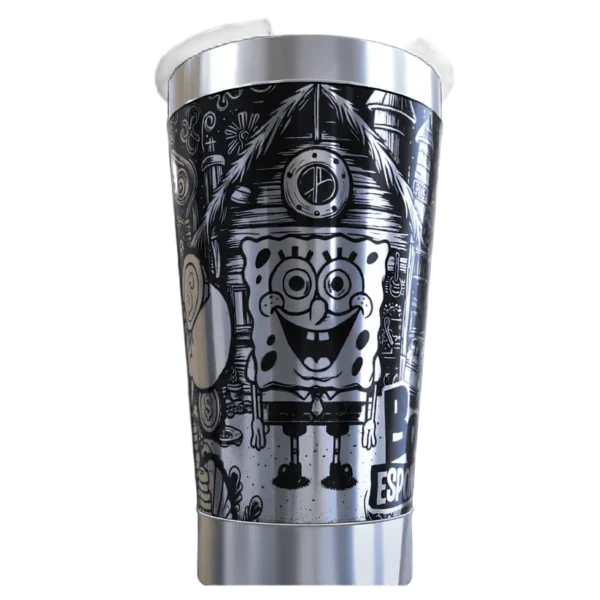 Copo térmico personalizado copo termico bob esponja com gravação a laser em 360 graus
