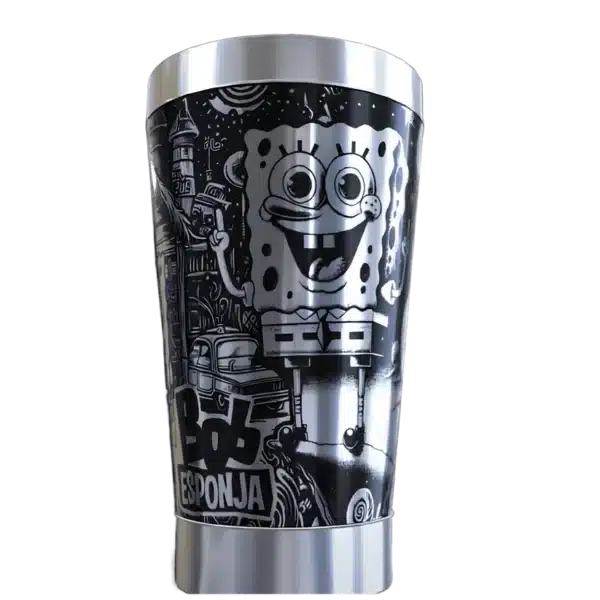 Copo térmico personalizado copo termico bob esponja2 com gravação a laser em 360 graus