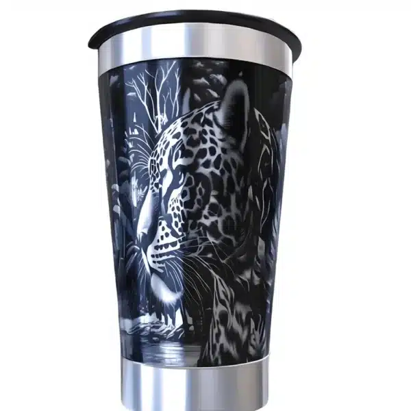 Copo térmico personalizado copo termico onca pintada com gravação a laser em 360 graus