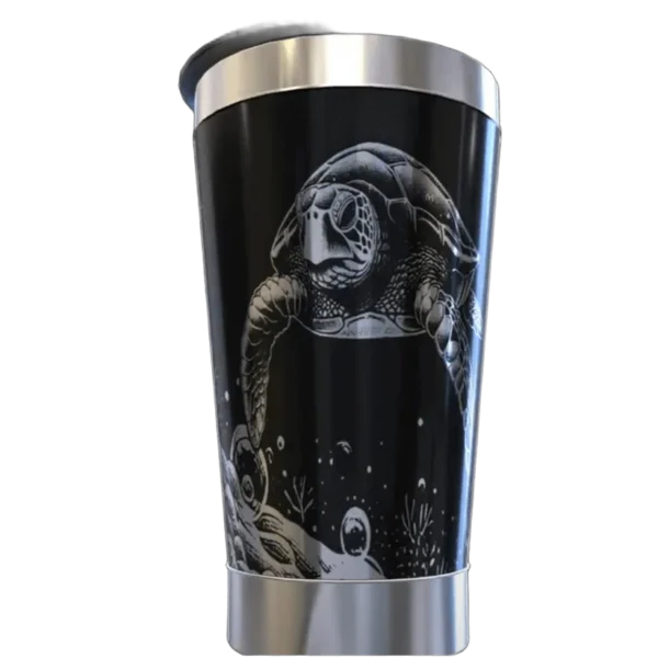 Copo térmico personalizado copo termico personalizado tartaruga marinha 1 com gravação a laser em 360 graus
